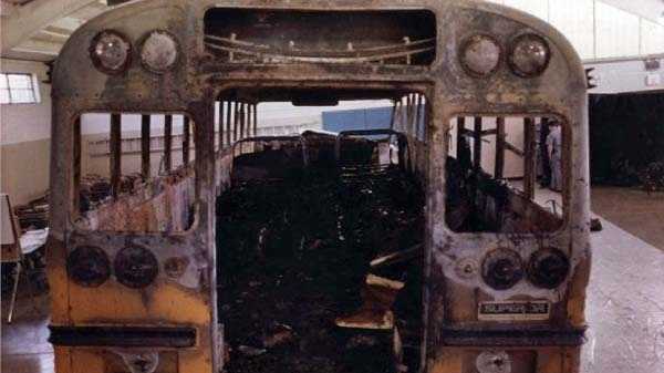 The remains of the bus involved in the 1988 crash.
