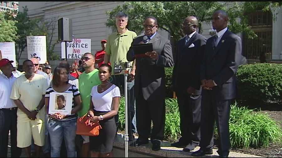 The protest took place at the courthouse because of the involvement of the Hamilton County Prosecutor's Office in the investigation of the deadly shooting of John Crawford III.