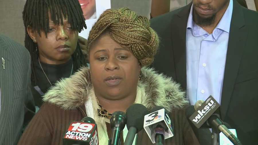 Tamir Rice's mother, Samaria Rice, spoke Monday in Cleveland.