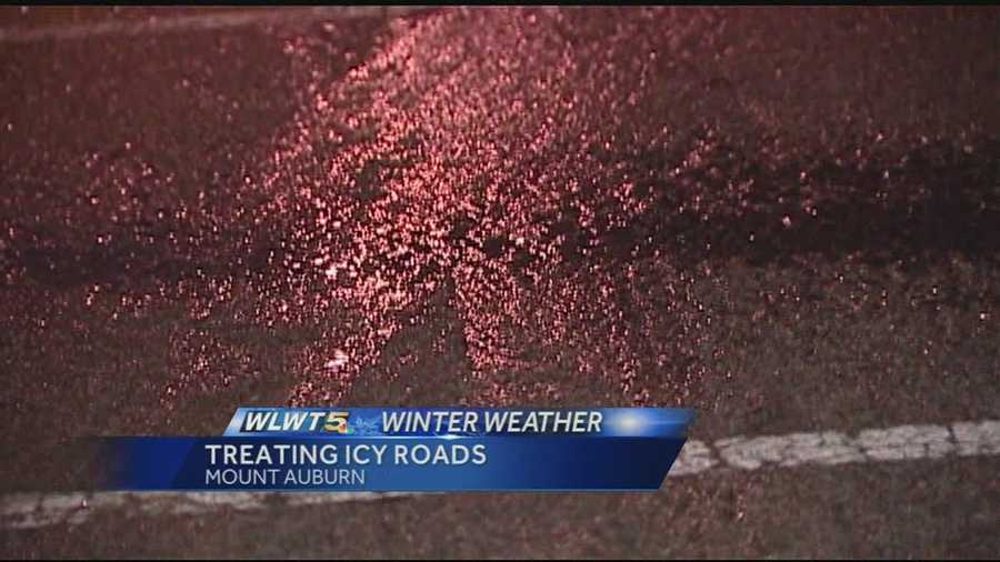 Crews are hoping to keep roads clear of ice as temperatures drop Monday afternoon and evening