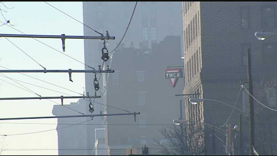 The first sections of overhead wires, or OCS, go along Elm Street from 12th Street to Henry Street.