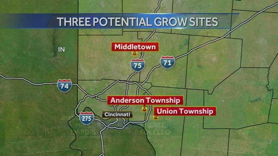 Three plots of land in the greater Cincinnati area could become marijuana grow farms if voters legalize pot. The proposed sites are in Hamilton, Butler and Clermont Counties.