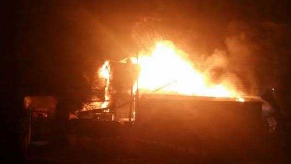 An overnight fire destroyed a feed mill in Sardinia. All photos from Stephanie Vaske