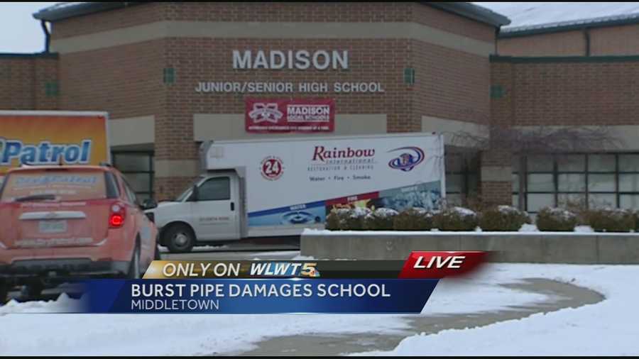 Madison High School officials said a burst pipe is to blame for four inches of standing water inside the building. Officials said they do plan to resume school on Wed. after being off for five days.