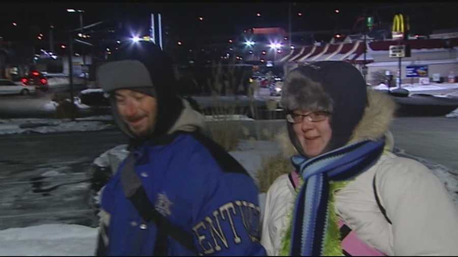 Charles Pyron and his wife, Crystal Pyron, were making their way back home on Thursday night, where there's no roof and no radiator, just lots of layers and each other.