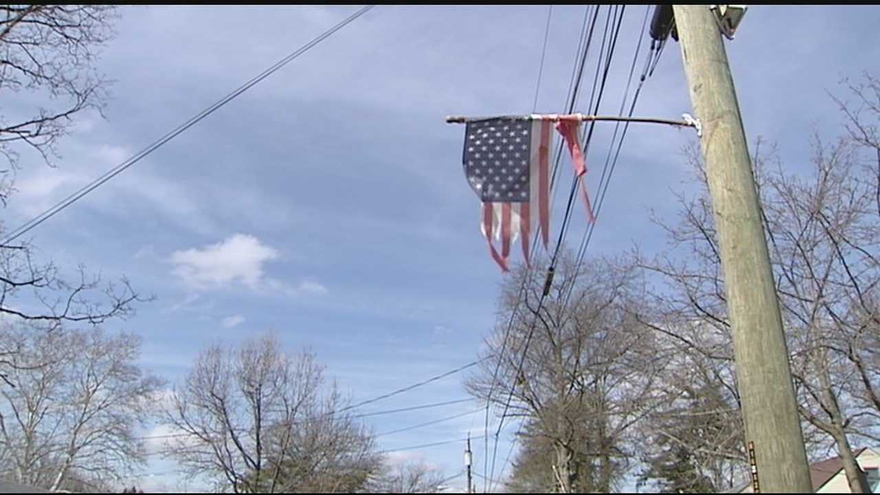 telephone pole flagpole