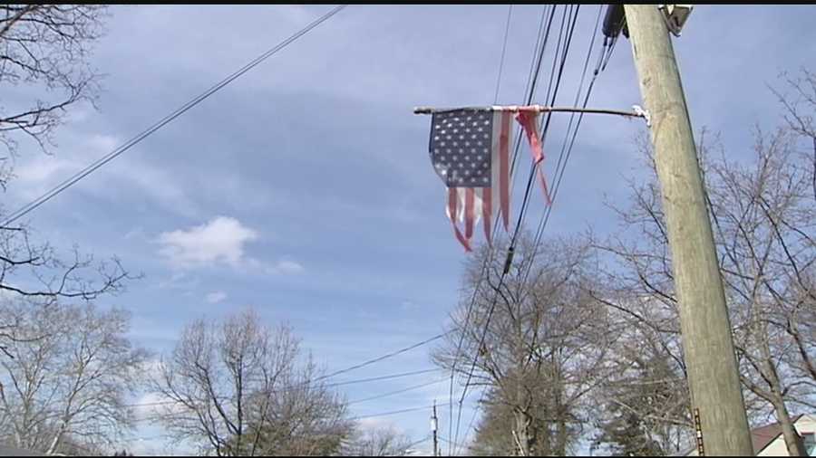 Springfield Township officials said the poles the flags are mounted on belong to the utility companies, and there are no township regulations which prohibit that.