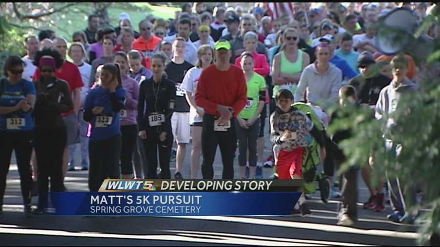 More than 700 runners hit the trails of Spring Grove Cemetery for the 10th annual Matt's 5K Pursuit on Sunday. The run supports the Matt Haverkamp Foundation. Haverkamp was a Golf Manor police K-9 officer, killed 10 years ago in a car accident.