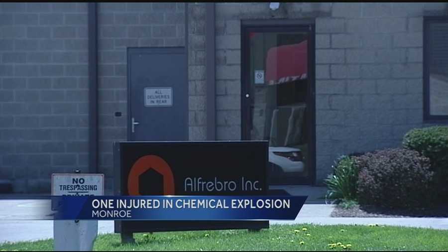Dispatchers said a chemical drum exploded at Alfrebro. Authorities confirmed that one person was injured in the explosion, and was taken by Air Care to Miami Valley Hospital. The man's injuries were unknown, but he was conscious during the flight.