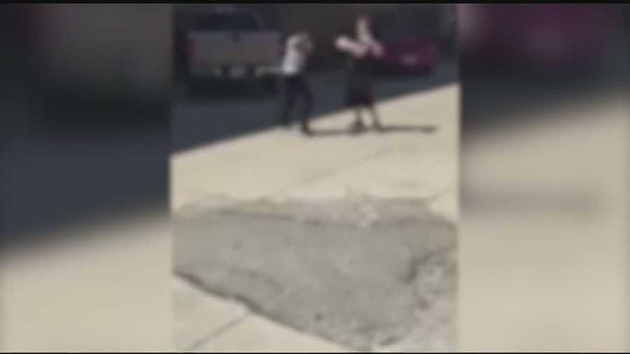 During the fight, school resource officer Trey Porter is seen running over to break up the fight. In the process, he knocks down one of the boys.