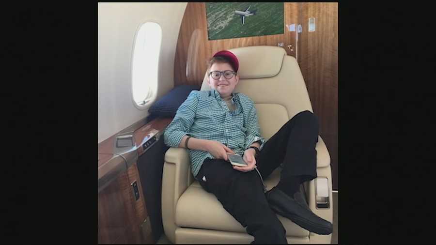 Avi Newhouse, 12, can't travel commercially after treatment for a rare form of lymphoma, so Cincinnati-based Procter & Gamble flew him to treatment at Cincinnati Children's Hospital.