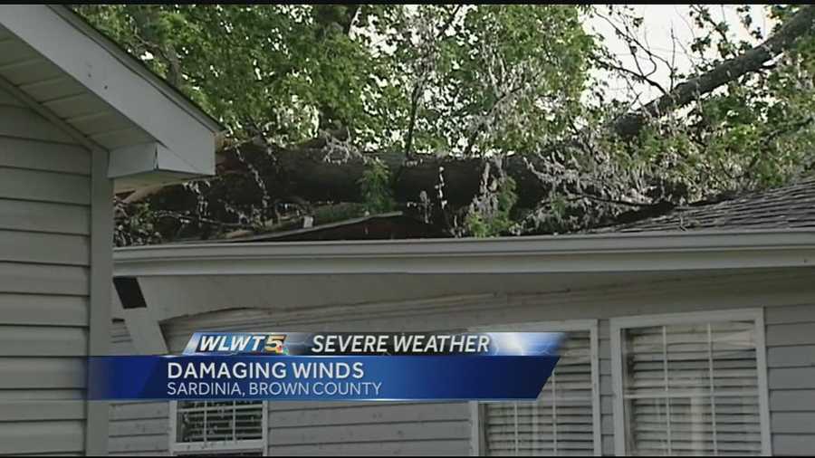 A home on Bodman Road in Mt. Orab was hit by a falling uprooted tree.
