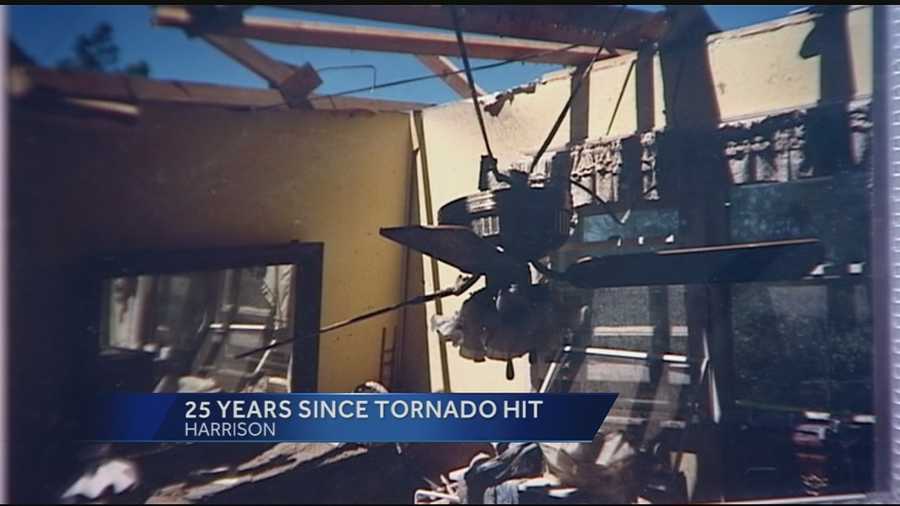 The community of Harrison looks back on the tornado that hit their town 25 years ago today in 1990.