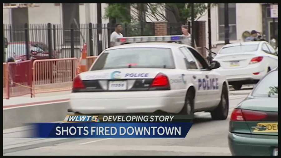 Cincinnati police are investigating reports of shots fired near a busy downtown intersection. The shooting happened at about 1:30 p.m. Monday, at the intersection of Main Street and Reading Road, just a block away from the Hamilton County Courthouse.