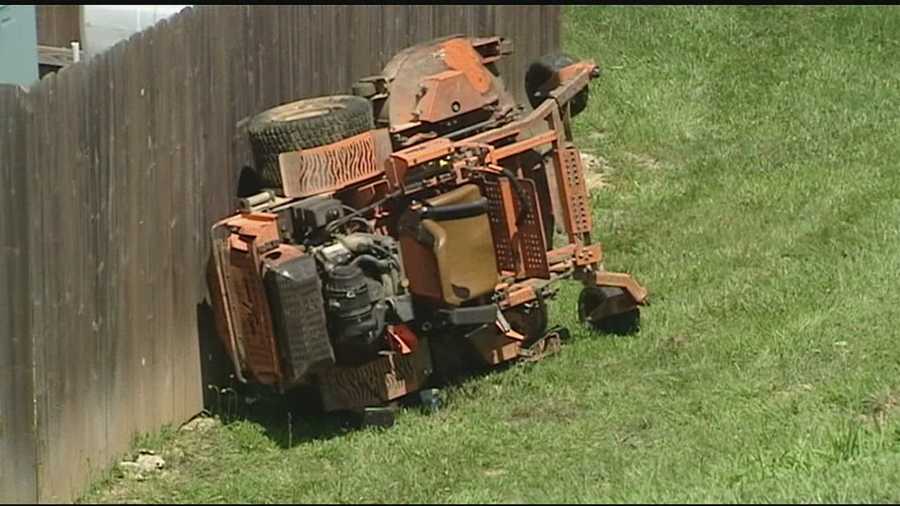 Deputies said the worker was on a hill on Bloomin Spring Court when the mower he was riding rolled over on him.