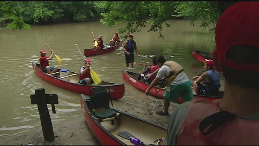 After 5 days on the river and camping out at night, teens dock at Public Landing Friday.