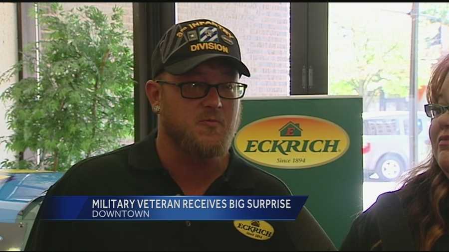 A military veteran was surprised and honored at Kroger's headquarters Tuesday morning.Retired Army Spc. John Dietz joined the Army in 2007. He served nearly six years in the military as a mechanic. He went overseas on two assignments, spending a year in Iraq and 18 months in Korea.