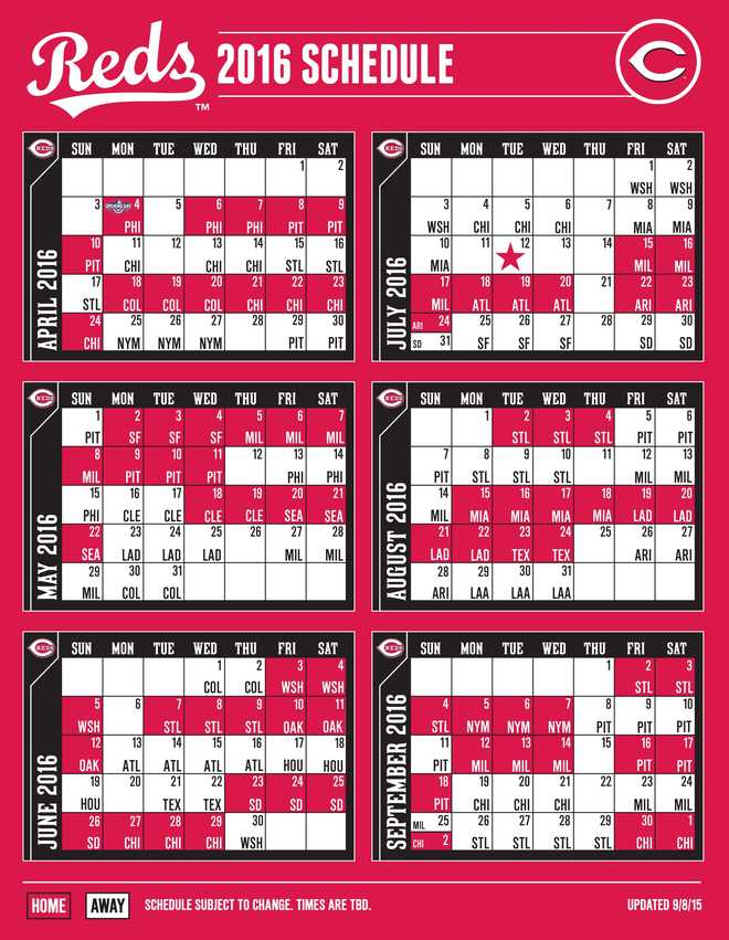 Cincinnati Reds release 2016 schedule