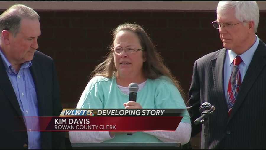Kim Davis expressed gratitude to her supporters Tuesday after she was released from the Carter County jail facility.Davis supporters returned the favor by cheering her appearance and name and the principled stand she has taken the past few weeks in the name of religious freedom.