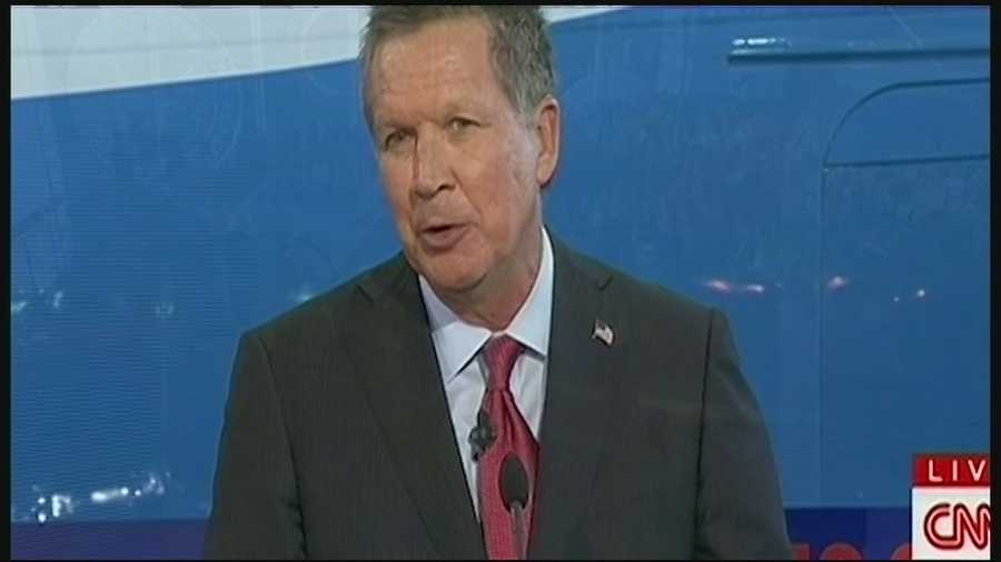 Ohio Gov. John Kasich evoked the name of Ronald Reagan at the former president's library.