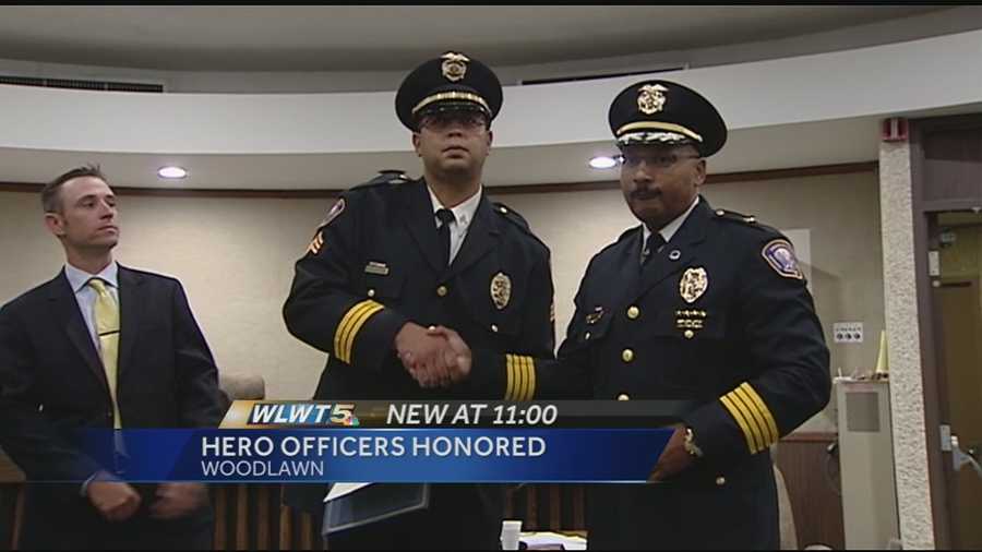 Woodlawn officer who had close call during traffic stop honored.