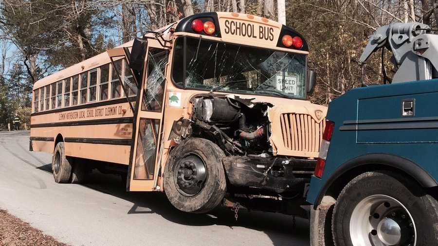 Photos: Students escape injury when bus hits tree