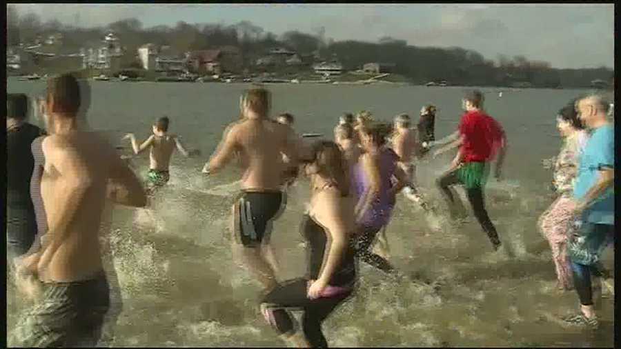Dozens Jump Into New Year With Icy Dip At Hidden Valley Lake Dozens Jump Into New Year With Icy Dip At Hidden Valley Lake