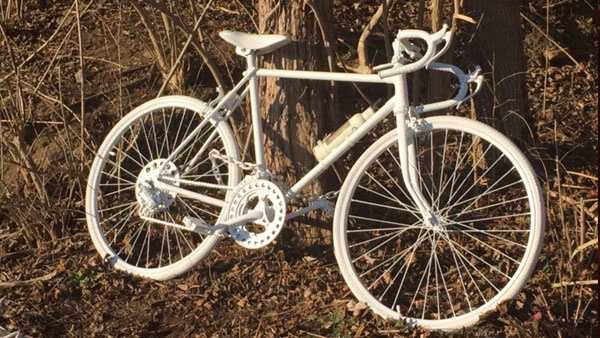A ghost bike has been placed where cyclist Michael Prater was killed in a hit and run crash along U.S. 52.