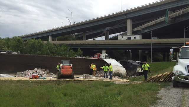 Tractor Trailer Overturns On Interstate 7175 7252