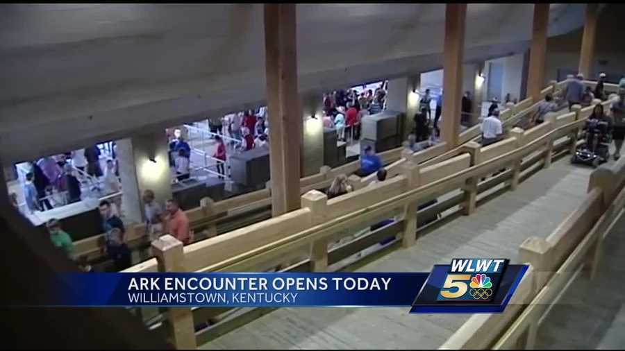 A $100-million exhibit that depicts one interpretation of Noah's Ark opened to the public Thursday.