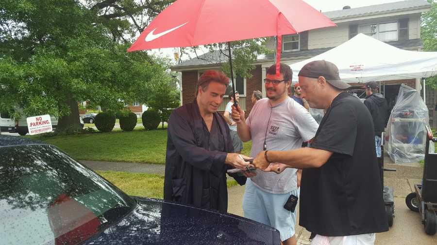 John Travolta outside a Finneytown, Cincinnati home where he was filming "The Life and Death of John Gotta" July 26, 2016.