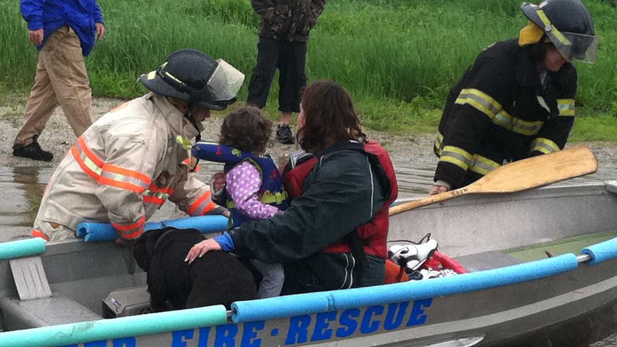 Photos Woman, toddler rescued from Mechanic Falls house