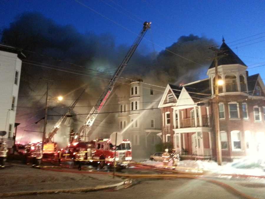 Photos: Lewiston firefighters battle three-alarm blaze