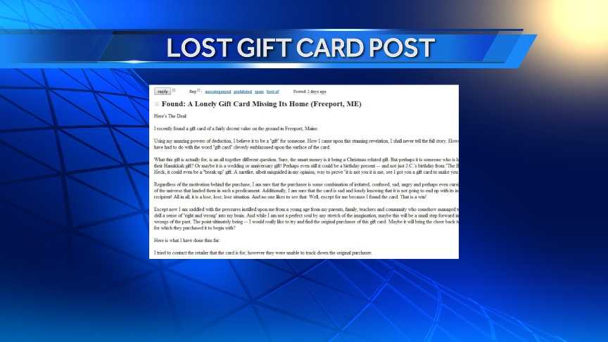 Maine man using Craigslist to find lost gift card's owner