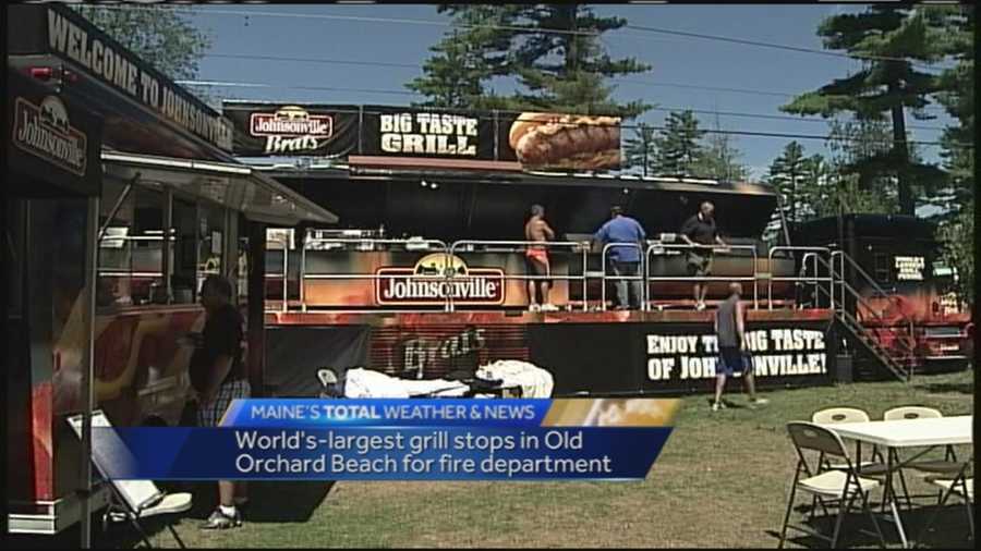 What's dubbed as the world's-largest grill made a stop in Old Orchard Beach to raise money for the fire department.