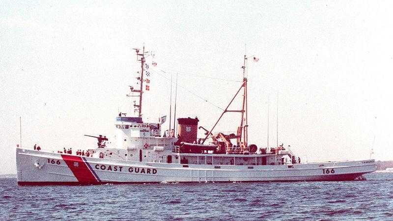 The Tamaroa, a Coast Guard cutter that rescued the crew of a downed Air National Guard helicopter