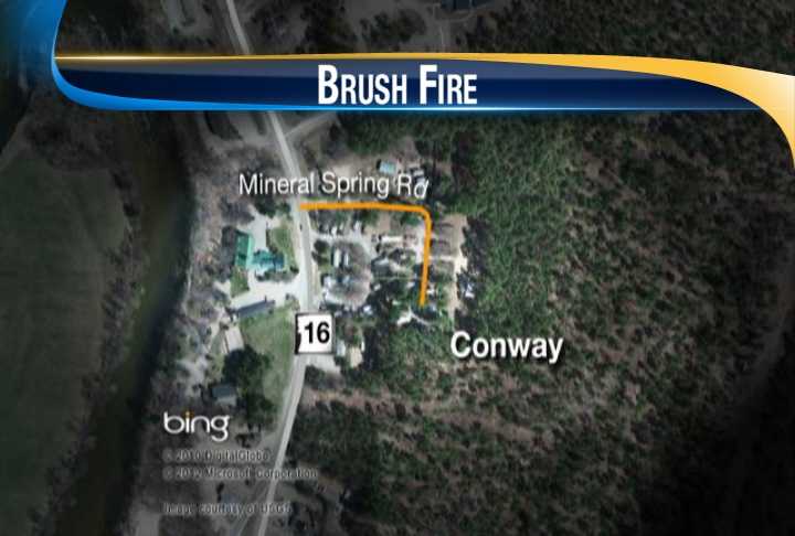 Firefighters Battle Brush Fire In Conway