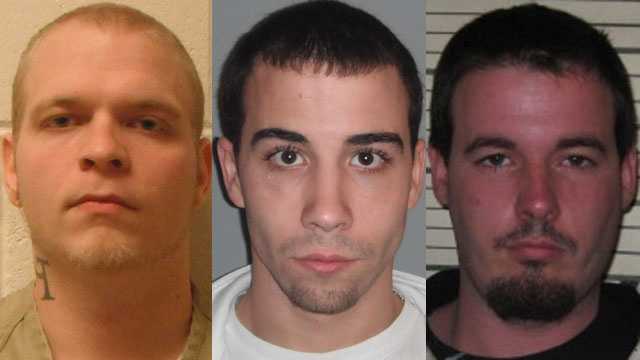 From left to right: Justin Lavalley, Brett Stranger, Scott Prior (Prior image from a 2011 booking photo).