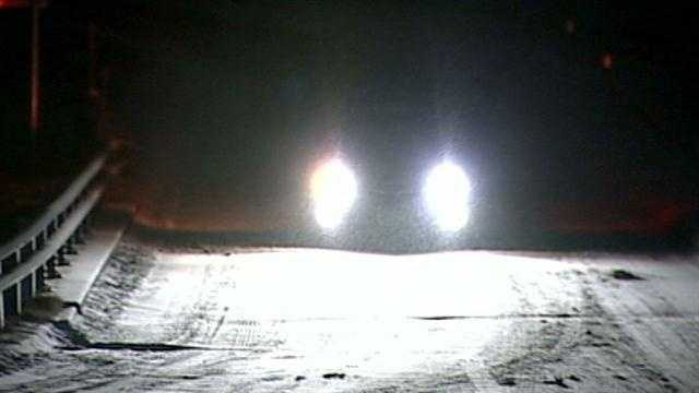 Slick road conditions due to snowfall in NH