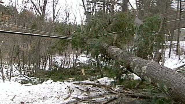 High wind gusts mean power outages and downed trees across New Hampshire Sunday evening.