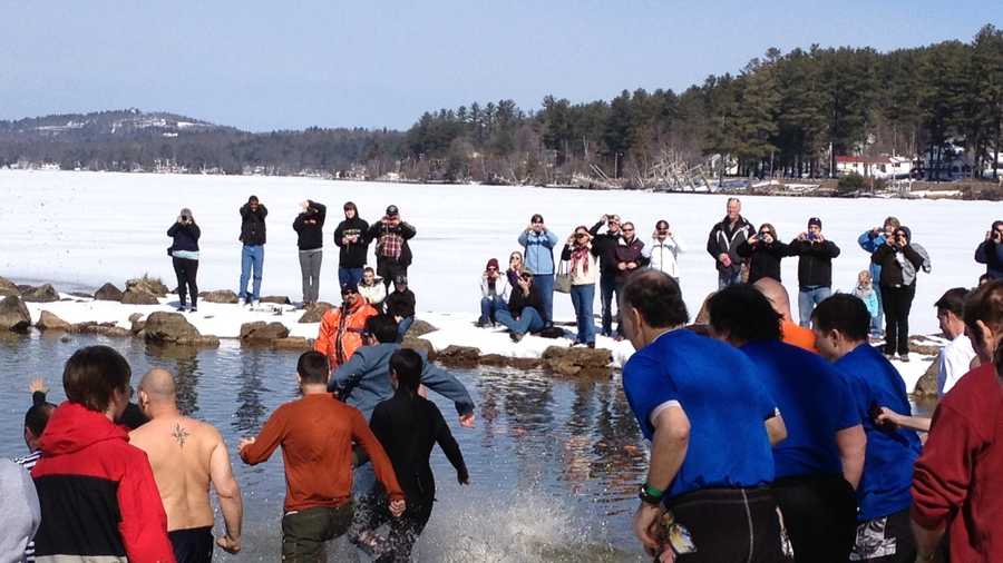 The milder weather returned just in time for the annual "Winni Dip" at Lake Winnipesaukee this weekend.