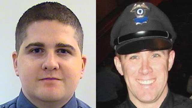 MIT Police Officer Sean Collier (left) was shot and killed. MBTA Officer Richard H. Donohue (right) was wounded later.