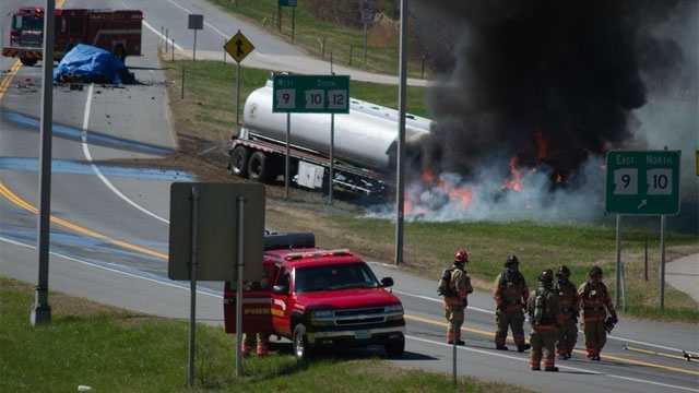Keene police say 32-year-old Douglas Farr Jr. and 35-year-old Erin Breault — both of Hinsdale — died in the fiery crash on Route 12 near the Route 9 East ramp.