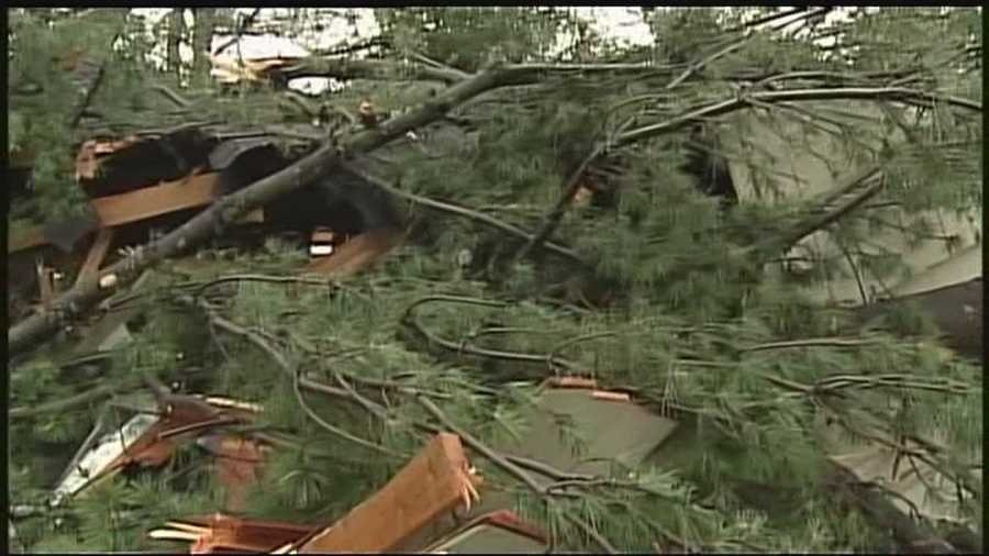 Weekend storms caused damage in several New Hampshire communities, including Warren and Pelham.