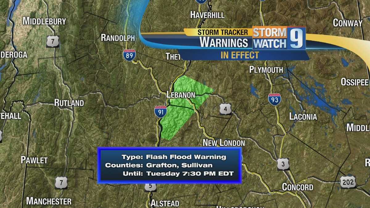 Flash flood warning in effect for parts of NH