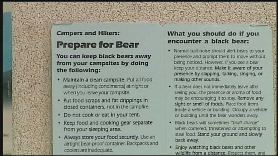 Conservation officials warn hikers and campers to keep sites clean to avoid bears looking for food.
