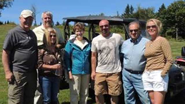 Left to right: Harry Brown, Executive Director of the North Country OHRV Coalition, State Senator Jeff Woodburn (rear), Sue Brown, Senator Jeanne Shaheen, Steve Baillargeon of Bear Rock Adventures, Bill Shaheen, Corrine Rober of Bear Rock Adventures