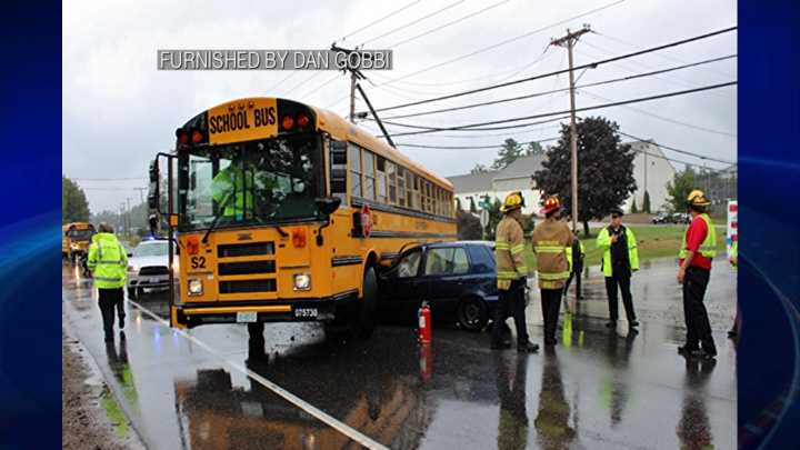 School bus collides with car, no one injured