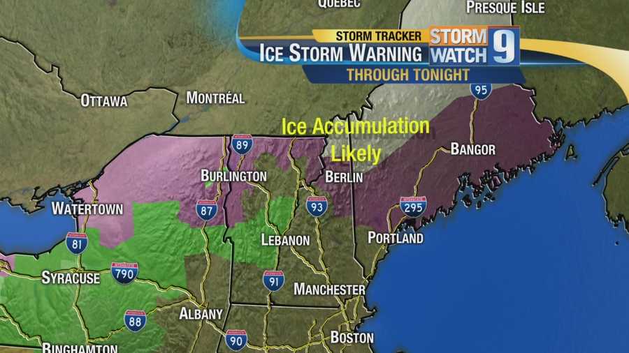An ice storm warning has been posted for the Mount Washington valley and northern parts of the state.
