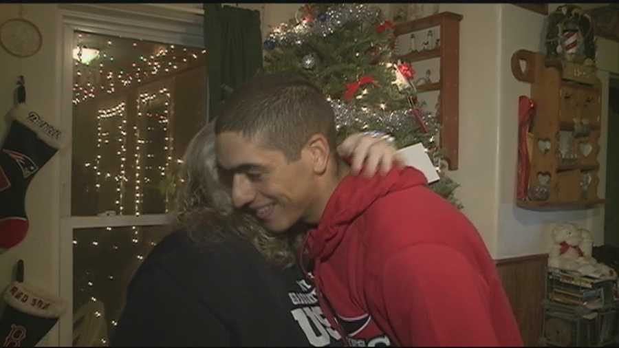 A Newport mother got her favorite Christmas present on Christmas Eve, when her son, a Marine stationed in California, showed up unexpectedly.